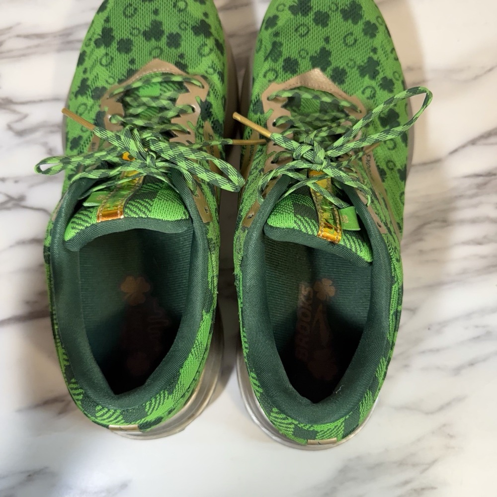 Brooks Launch 6 "Run Lucky" Green / Gold Shamrock Shoes, Women's Size 9 Sneakers - Picture 13 of 14